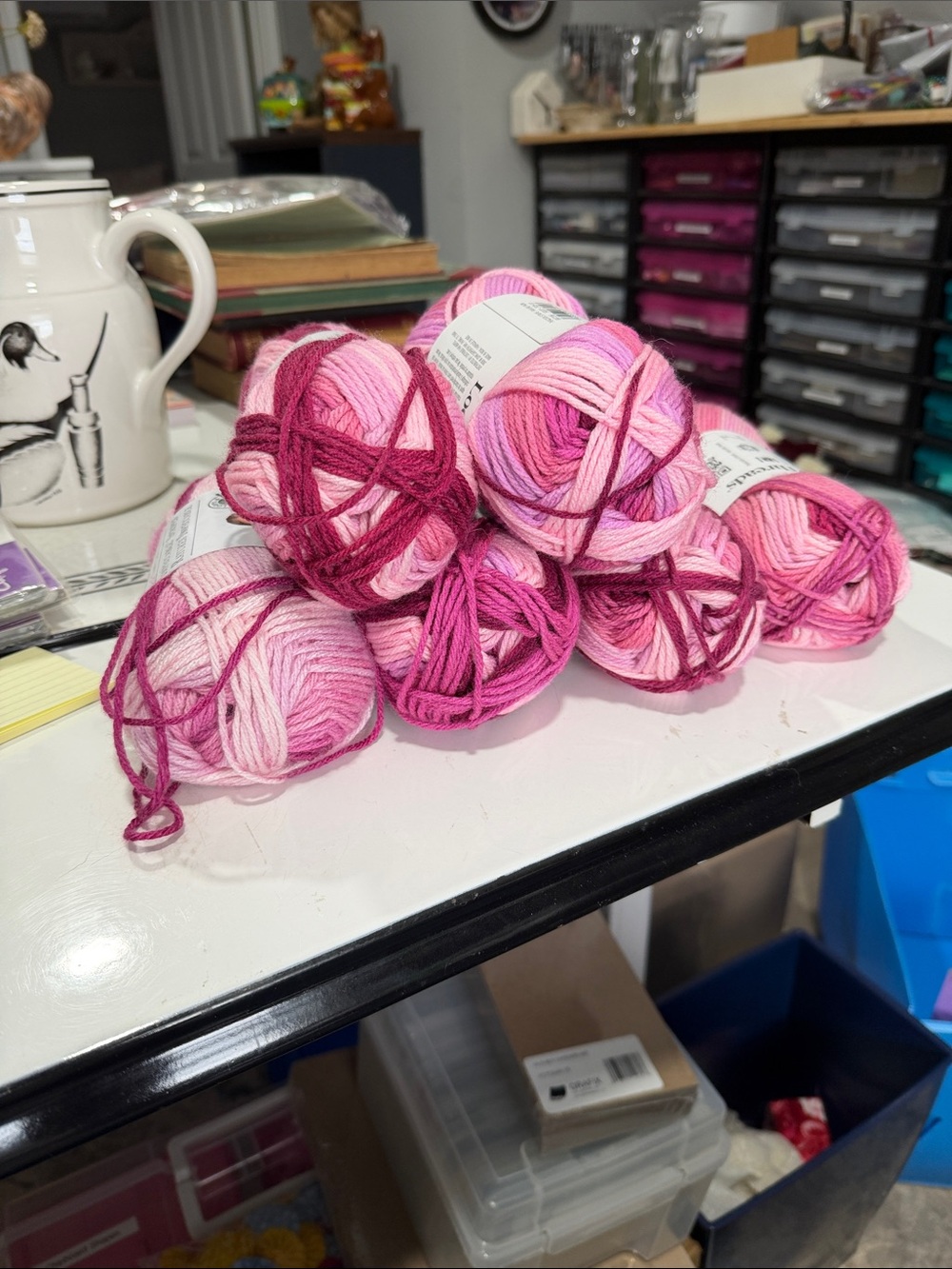 Lot of 6 Skeins of Loops and Threads Impeccable Acrylic in Peacock Stripe